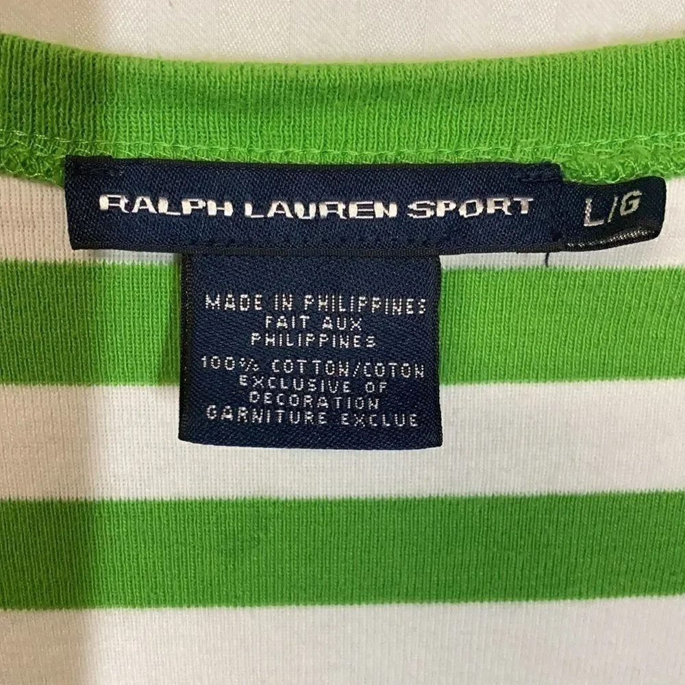 RALPH LAUREN, Juniors Sport top, green & white‎